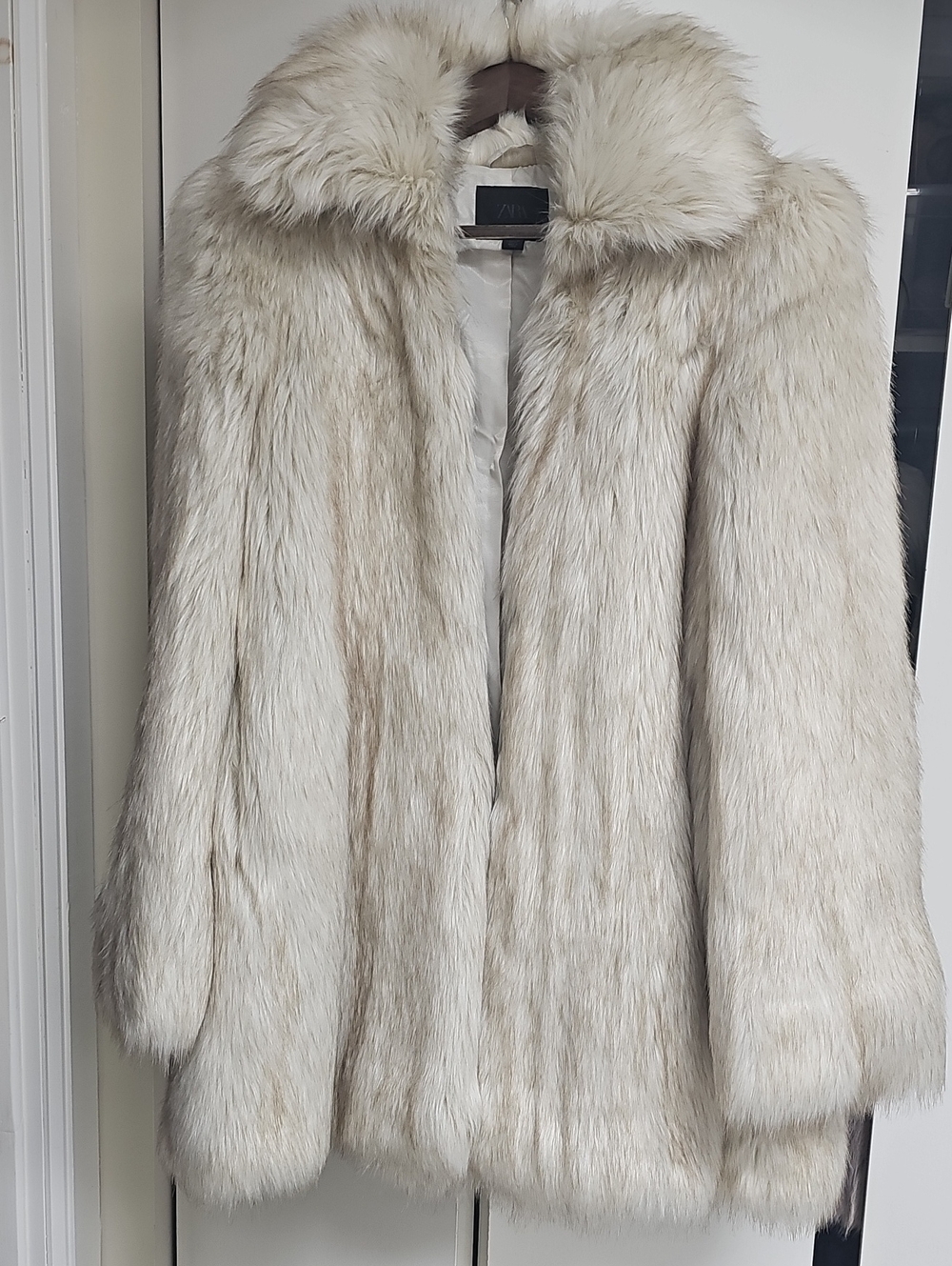 Zara Faux Fur Coat in Light Beige - Picture 2 of 3